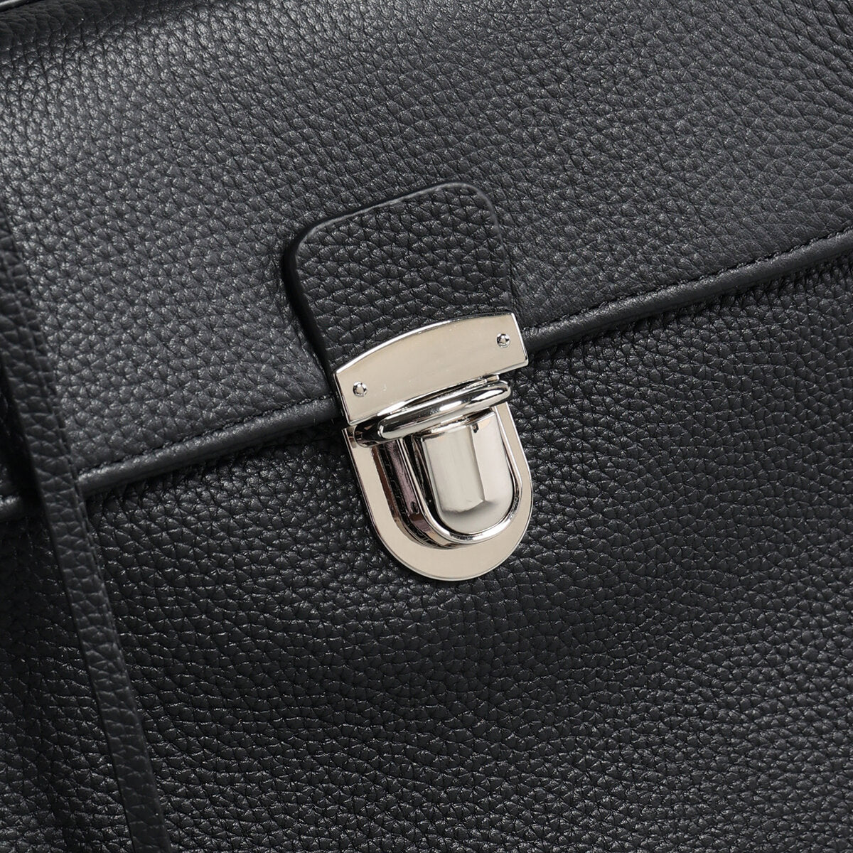 Pebbled Calfskin Messenger Bag – Flap-Top Push-Lock Shoulder Bag with Adjustable Strap