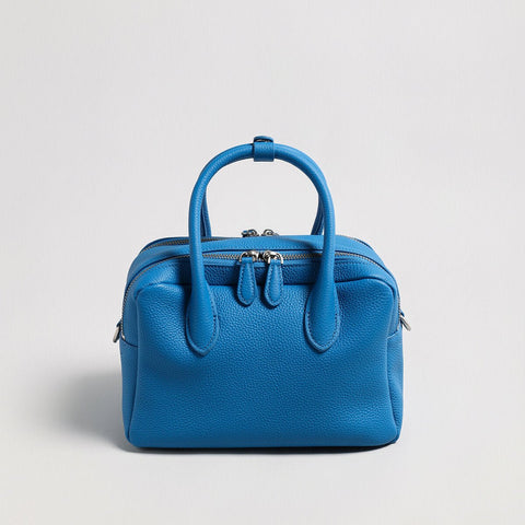 Pebbled Leather Bowling Bag – Dual Handle Top Handle Bag with Shoulder Strap