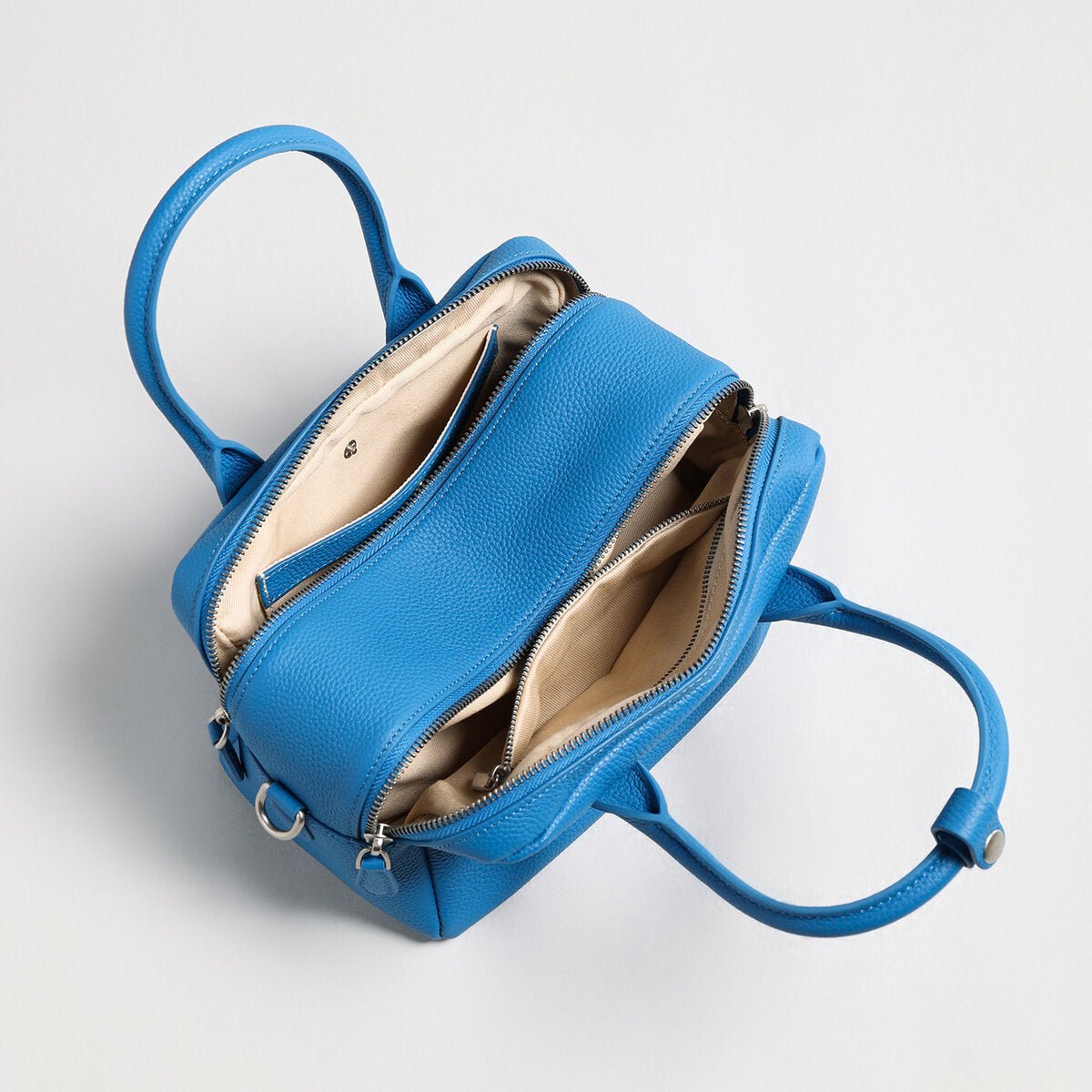 Pebbled Leather Bowling Bag – Dual Handle Top Handle Bag with Shoulder Strap