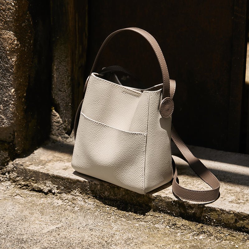 Pebbled Leather Bucket Bag