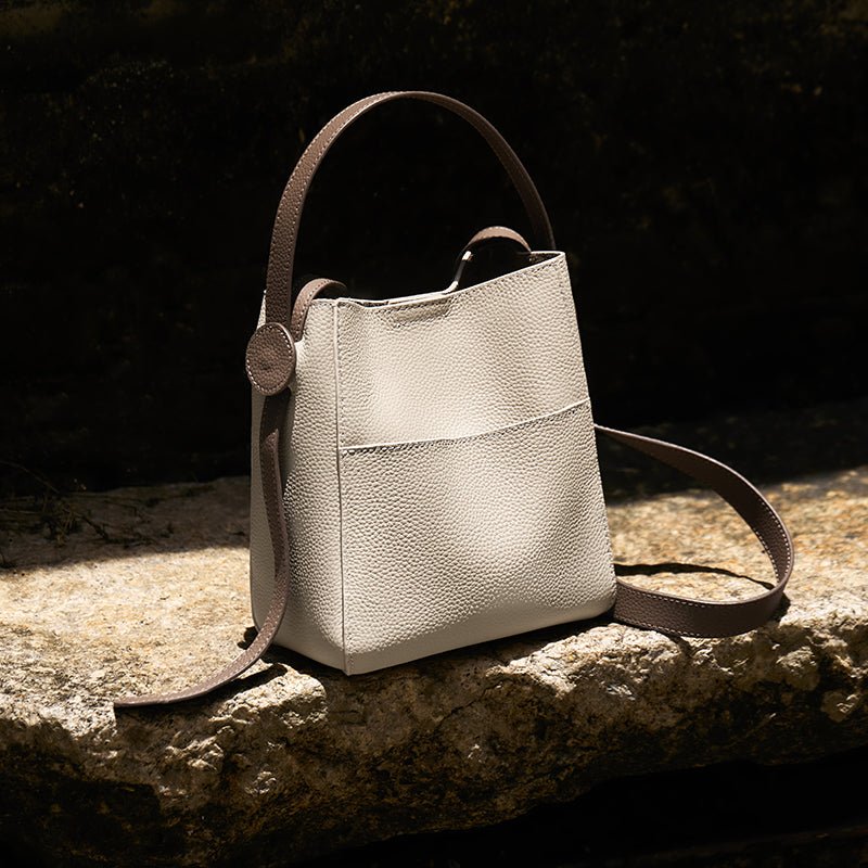 Pebbled Leather Bucket Bag