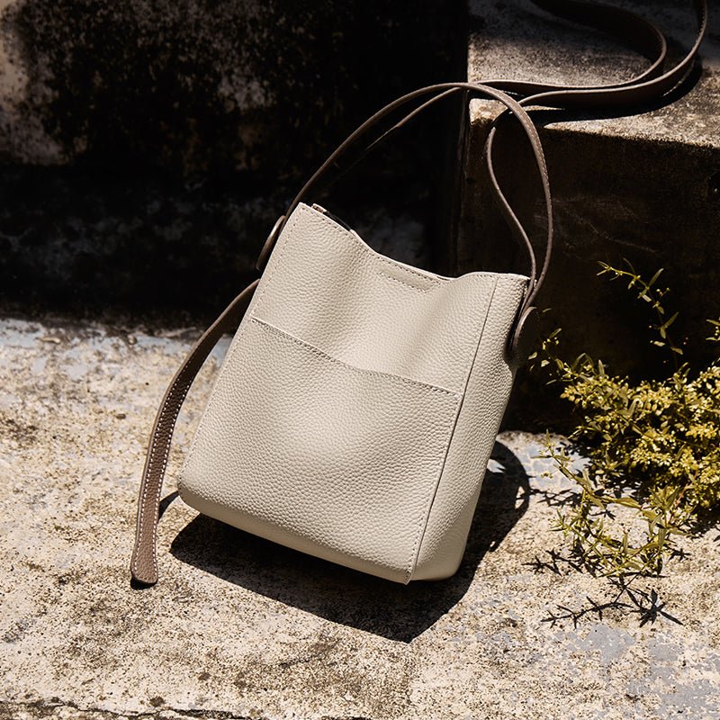 Pebbled Leather Bucket Bag