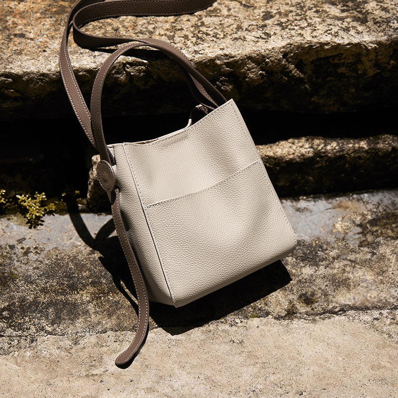 Pebbled Leather Bucket Bag
