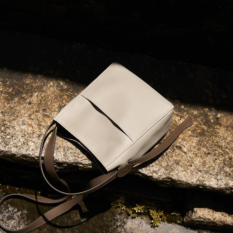 Pebbled Leather Bucket Bag