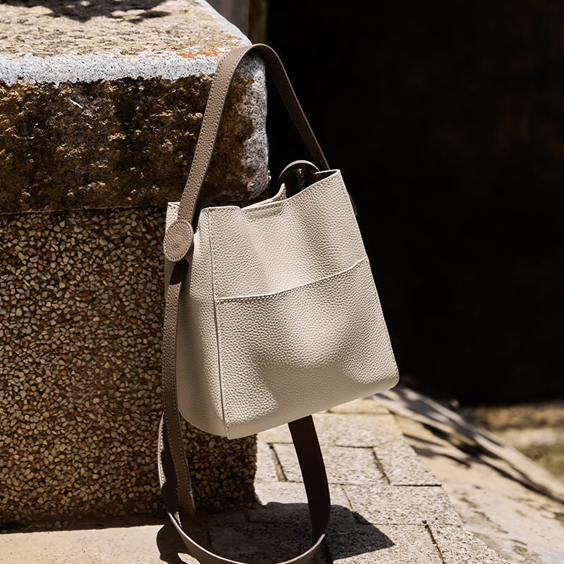 Pebbled Leather Bucket Bag