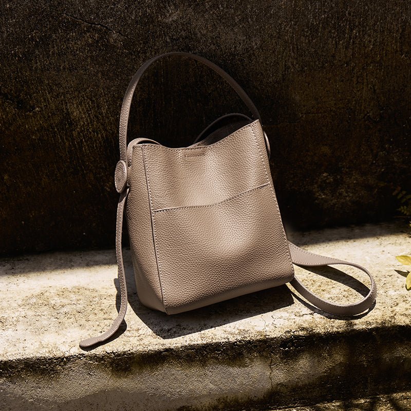 Pebbled Leather Bucket Bag