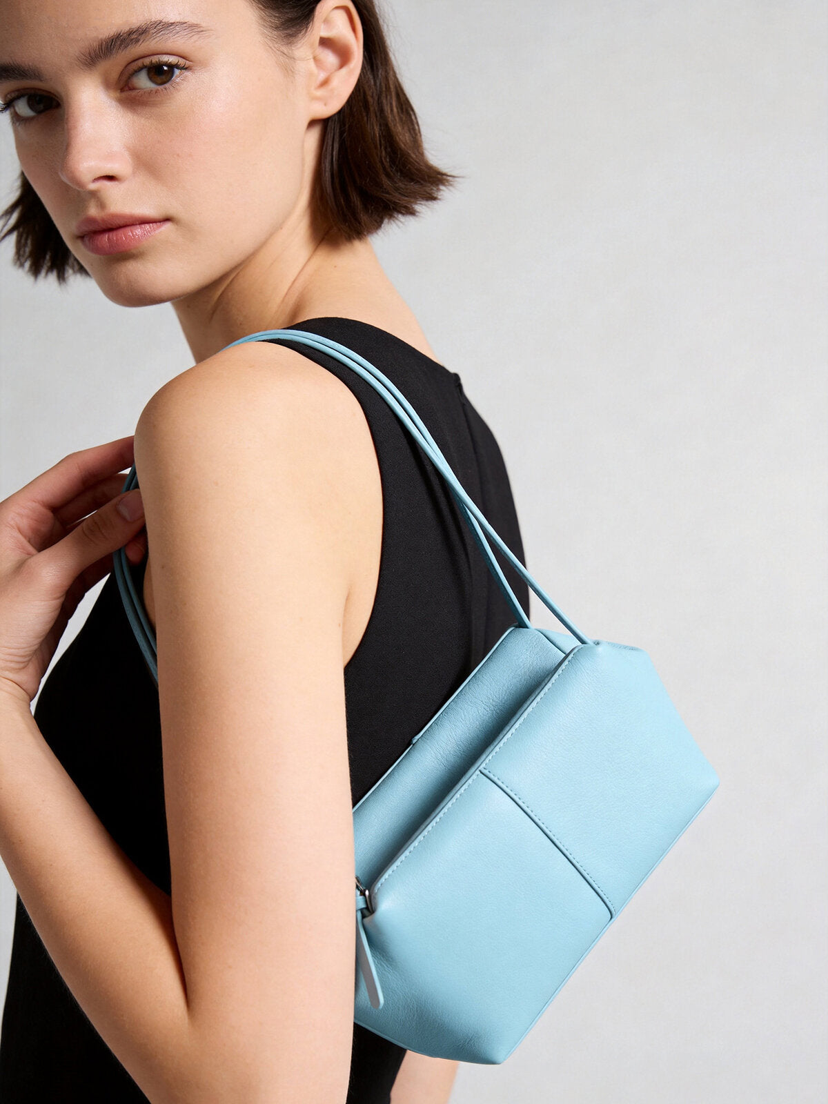 Pebbled Leather Pillow Shoulder Bag – Convertible Underarm Crossbody Bag