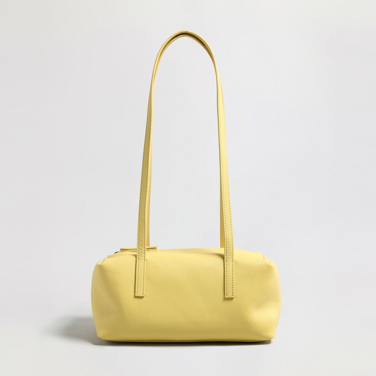 Soft Pebbled Leather Rectangular Shoulder Bag – Minimalist Structured Boston Tote