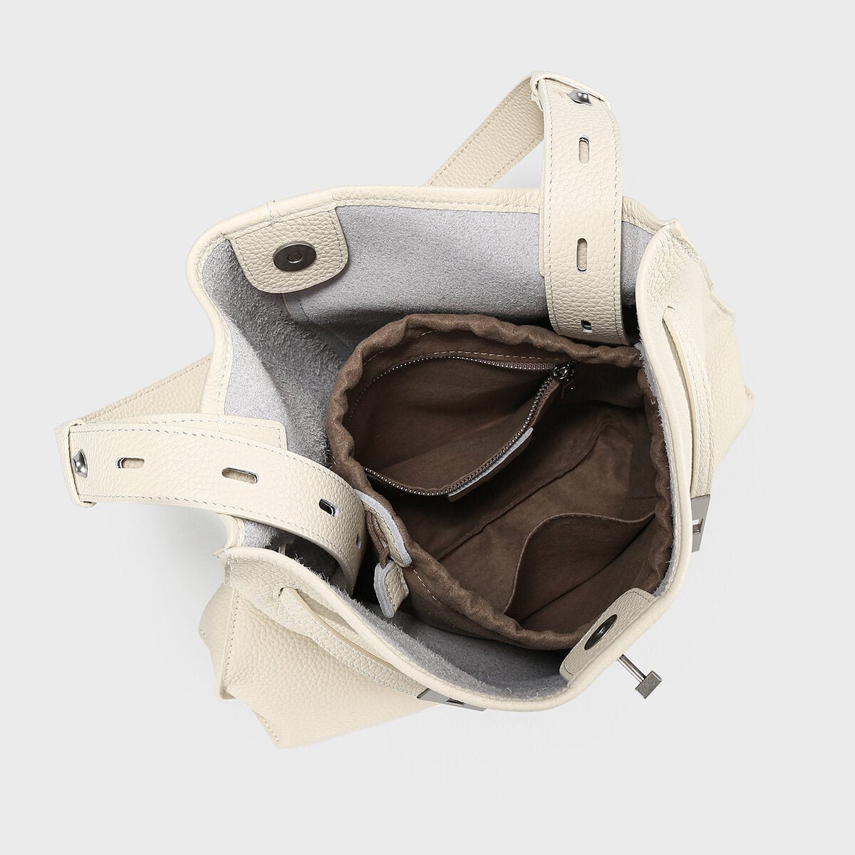 Pebbled Leather Slouchy Hobo Tote – Large Shoulder Bag with Cross Drawstring Detail