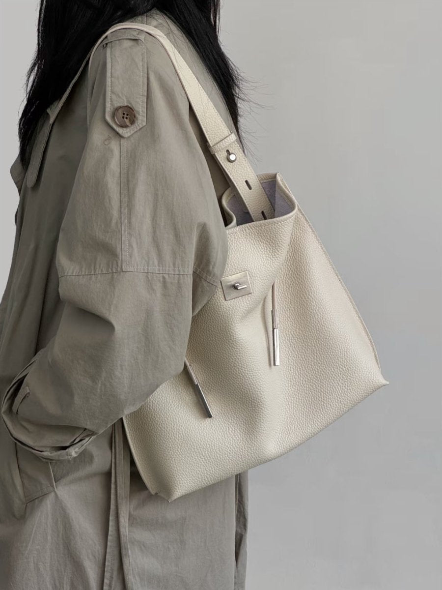 Pebbled Leather Slouchy Hobo Tote – Large Shoulder Bag with Cross Drawstring Detail