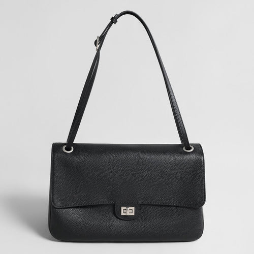 Vintage Turn-Lock Flap Bag – Pebbled Leather Shoulder & Underarm Bag
