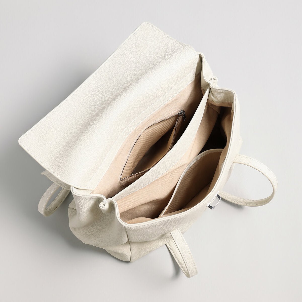 Pebbled Leather Turn-Lock Shoulder Tote Bag – Structured Multi-Compartment Handbag