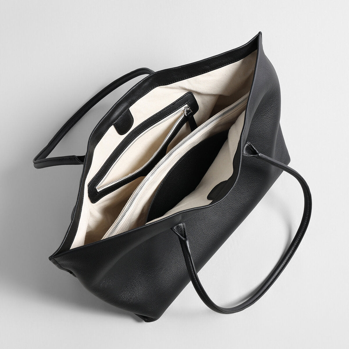 Pebbled Leather Wing Tote Bag – Slouchy Flared Leather Shoulder Bag