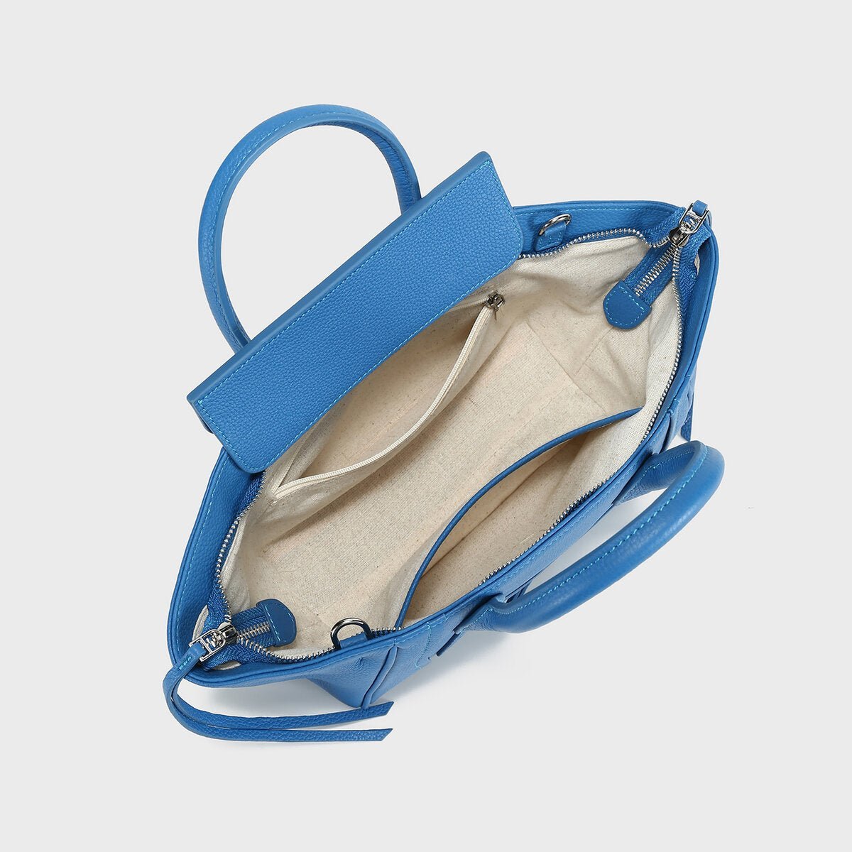 Pebbled Leather Winged Top-Handle Bag – Structured Mini Tote with Crossbody Strap