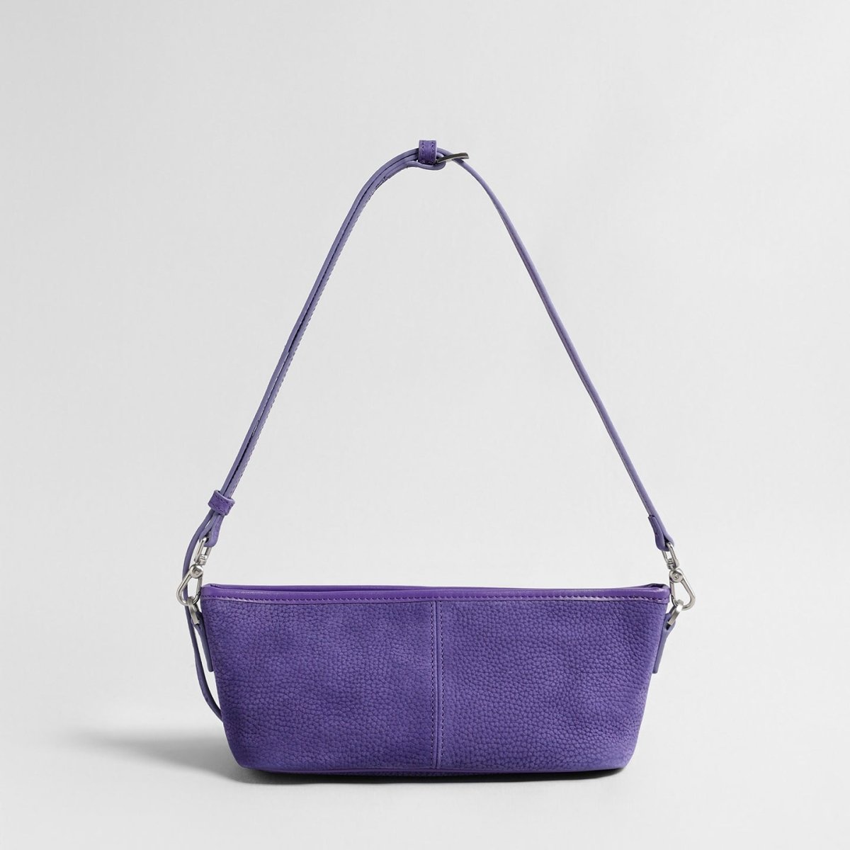 Vintage Pebbled Suede Baguette Bag – Contrast Strap Crossbody Bag