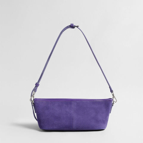 Vintage Pebbled Suede Baguette Bag – Contrast Strap Crossbody Bag