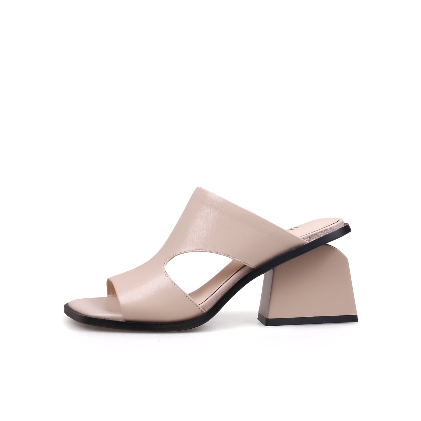 peep toe cutout chunky sandals all apricot 1