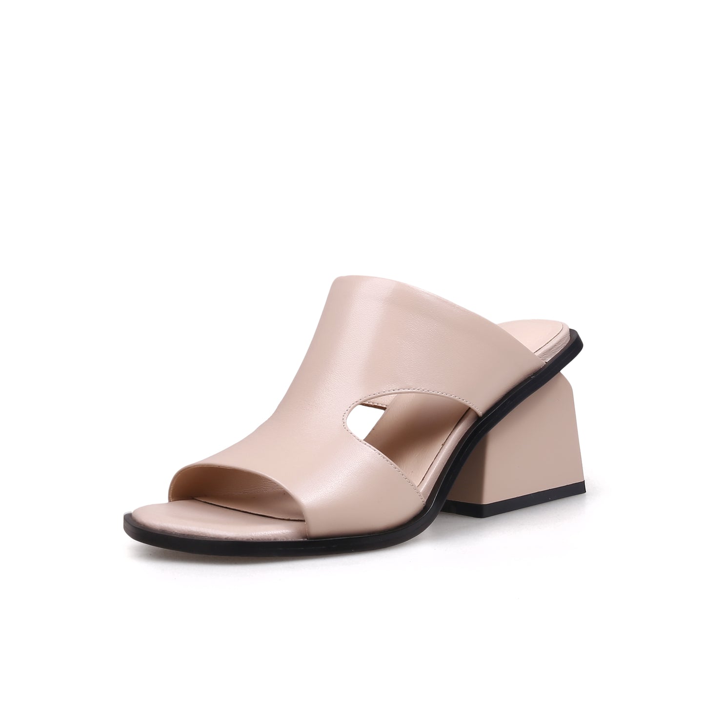 peep toe cutout chunky sandals all apricot 2