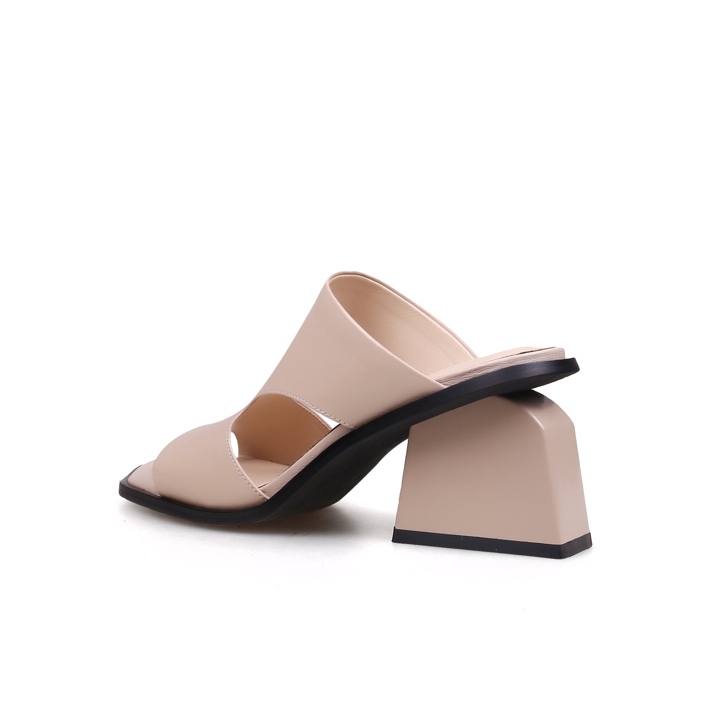 peep toe cutout chunky sandals all apricot 4