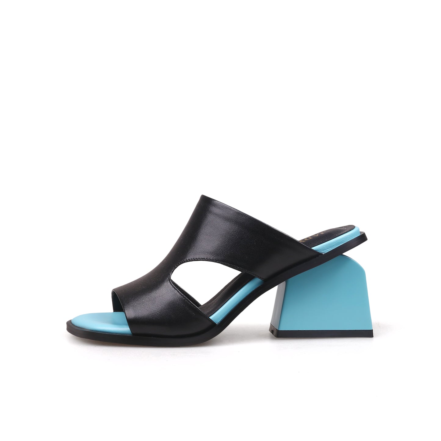 peep toe cutout chunky sandals all black 1