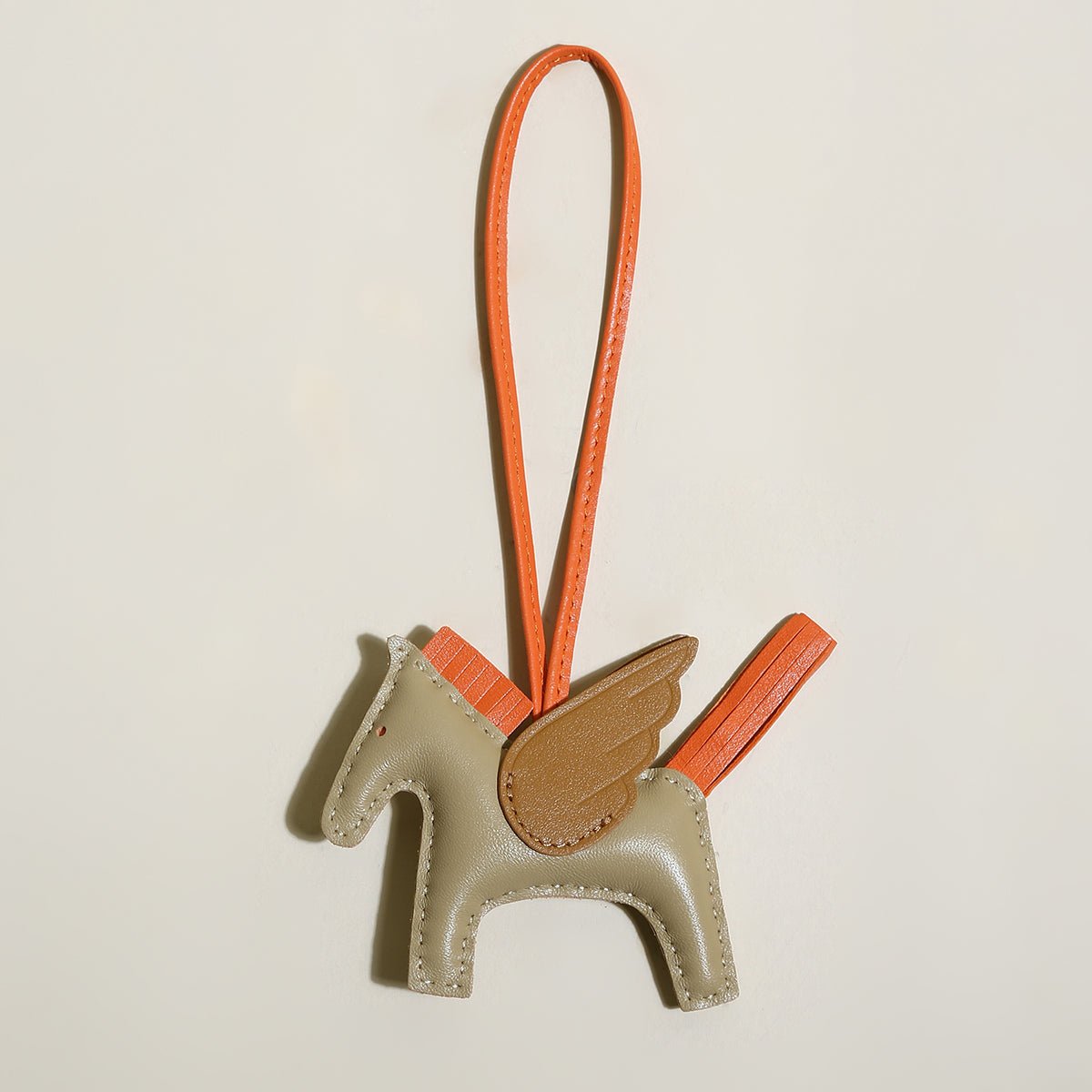 Pegasus Winged Horse Leather Bag Charm – Equestrian Tassel Keychain Accessory