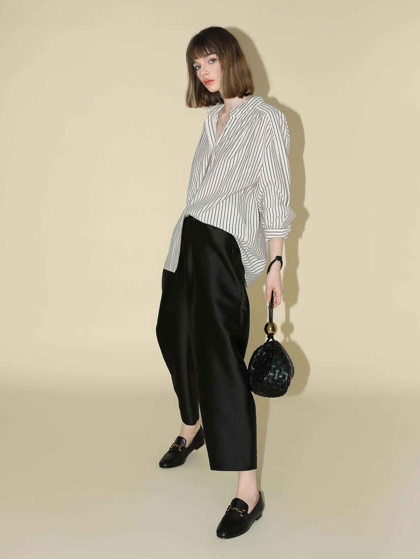 pin tuck stripe collared long sleeve shirt all stripe 2