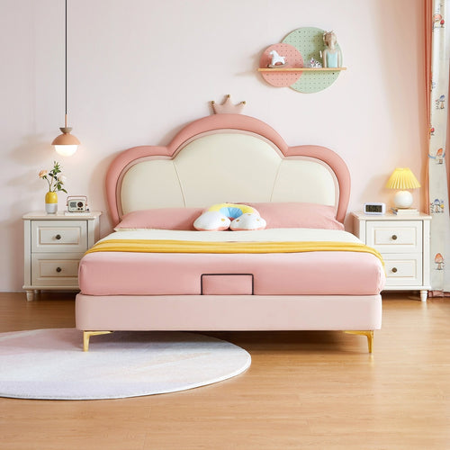 pink cloud princess bed with mattress all pink 1