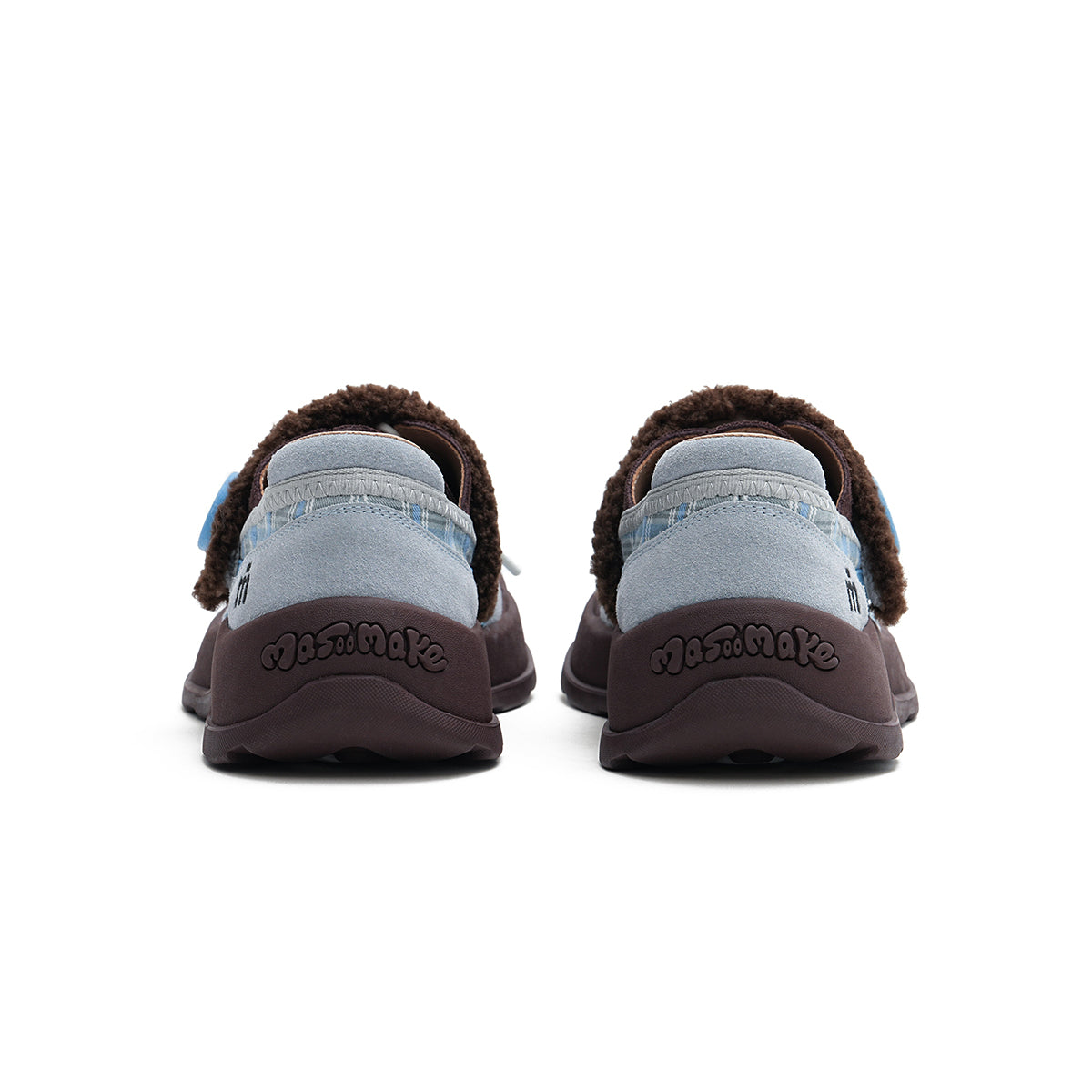 plaid strap on lace up sneakers all blue 3