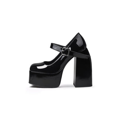platform heel mary jane pumps all black 1
