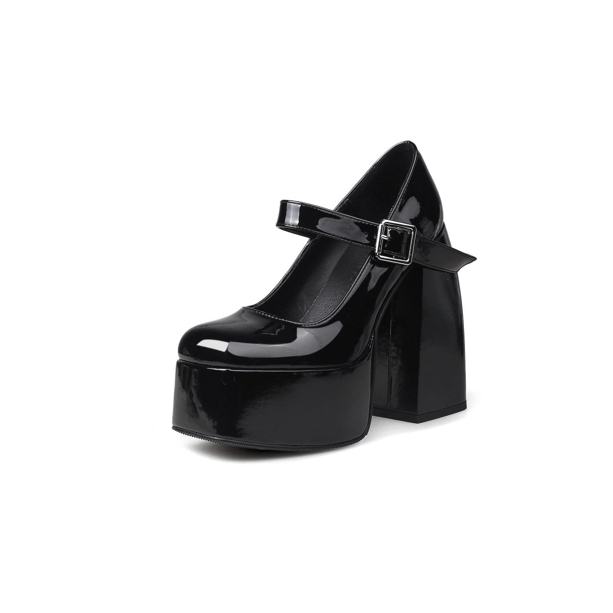 platform heel mary jane pumps all black 2