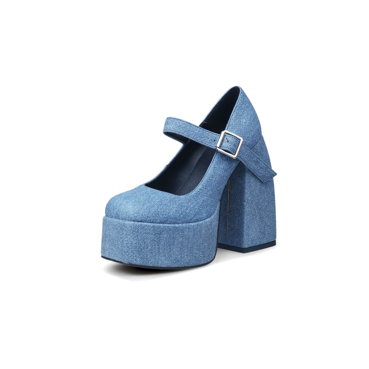 platform heel mary jane pumps all blue 2