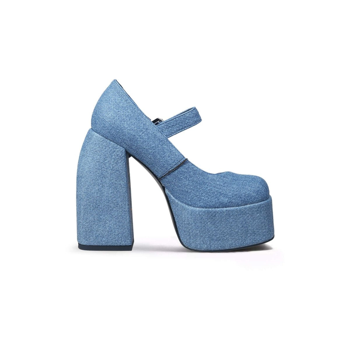 platform heel mary jane pumps all blue 3