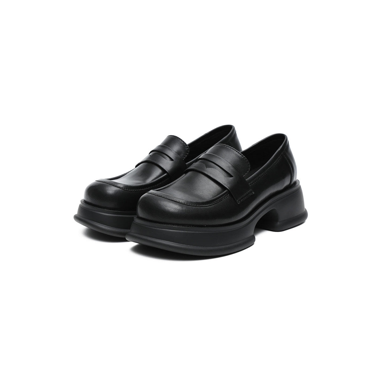 platform heeled loafers all black 3