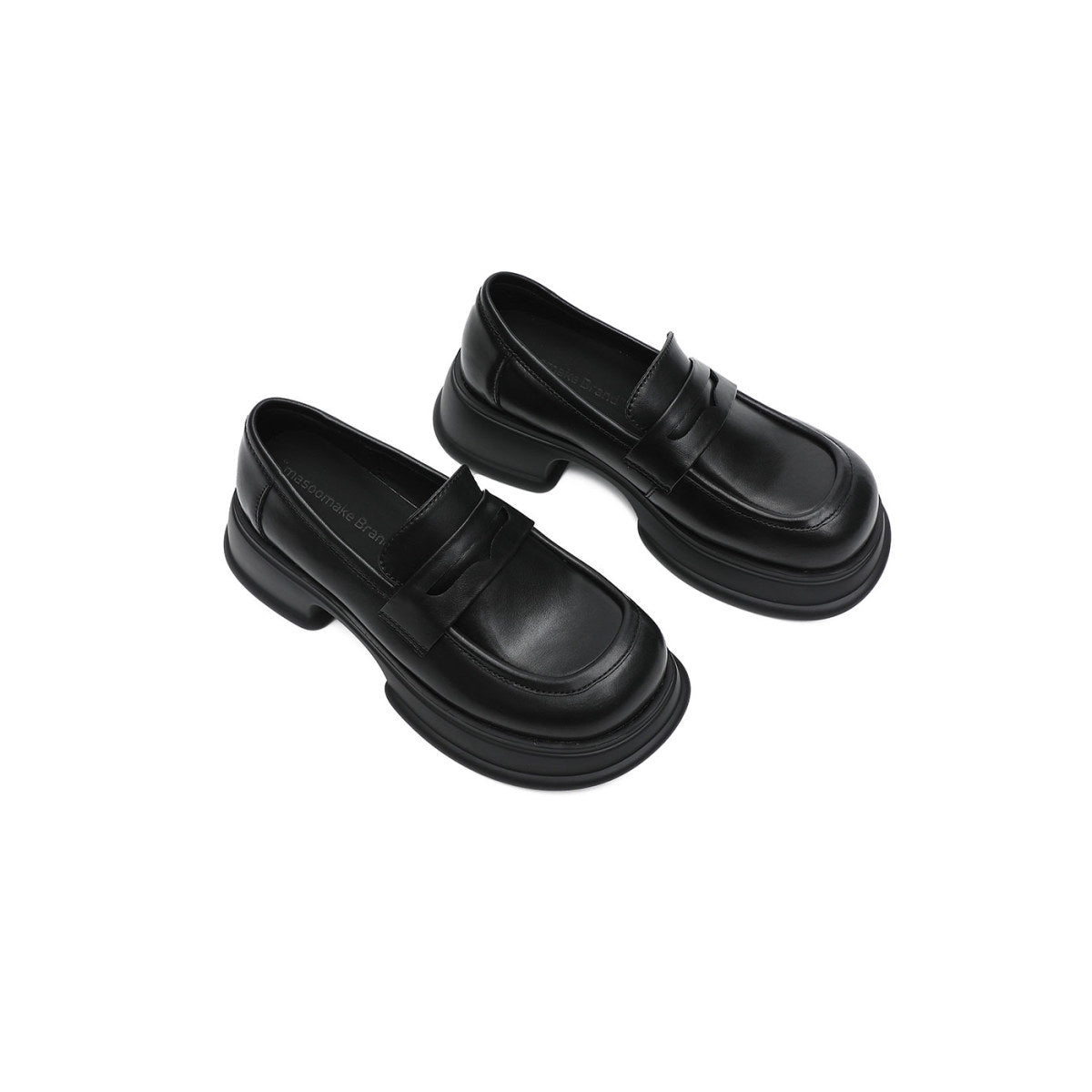 platform heeled loafers all black 4