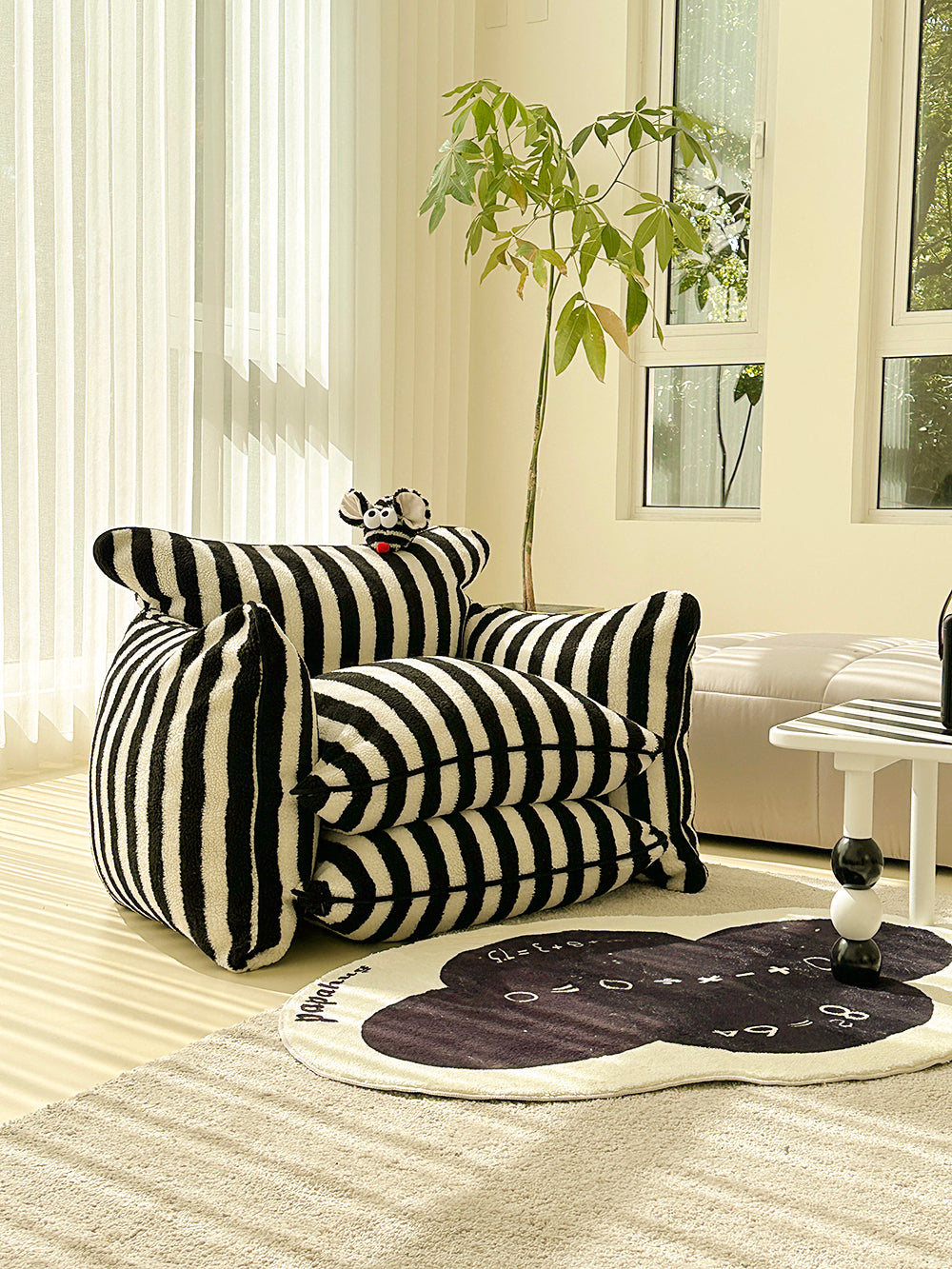 playful mind striped lazy sofa chair black 2