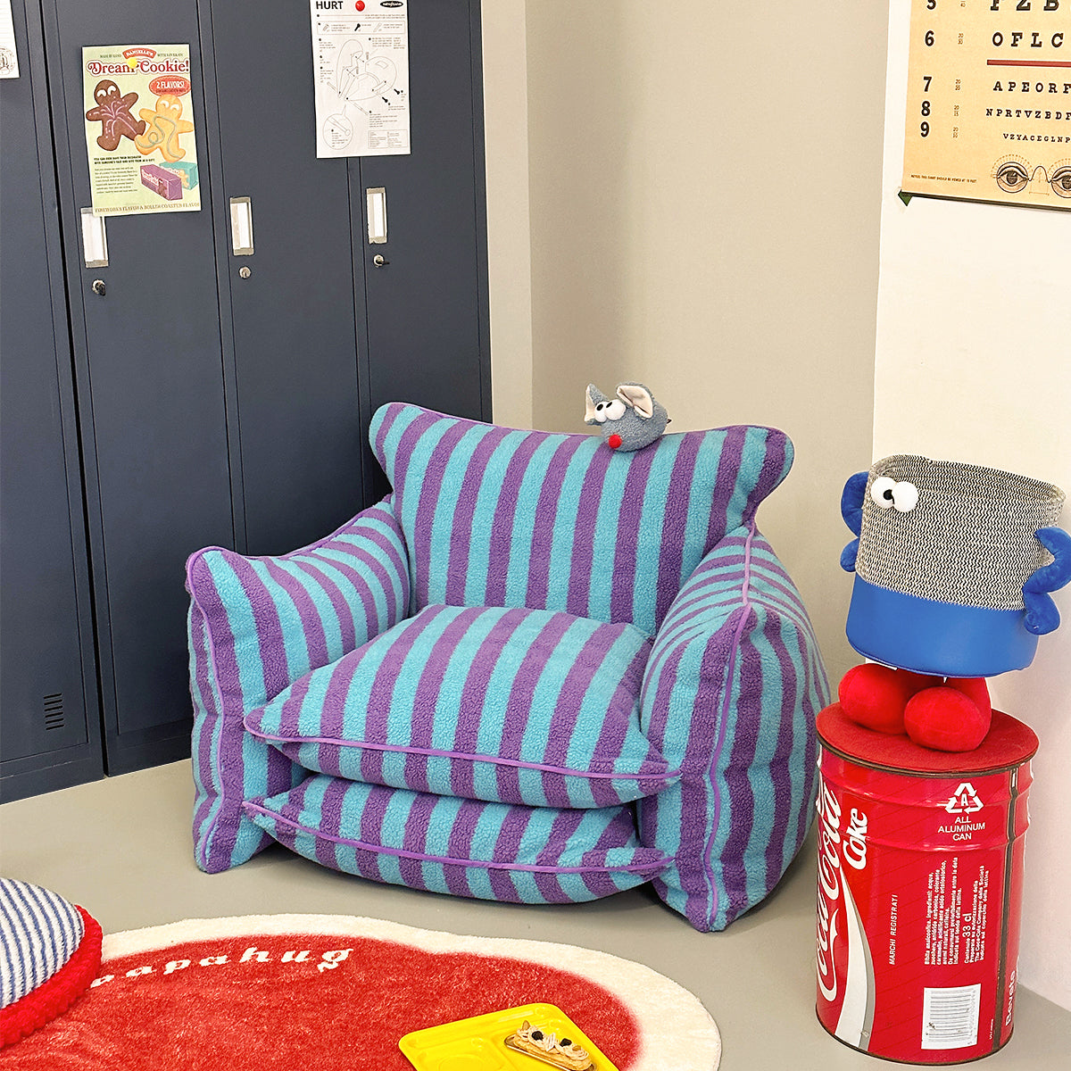 playful mind striped lazy sofa chair purple 1