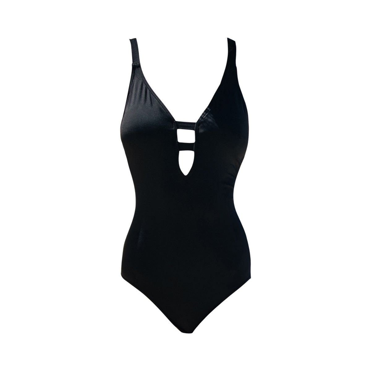 plunging black one piece swimsuit all black 4