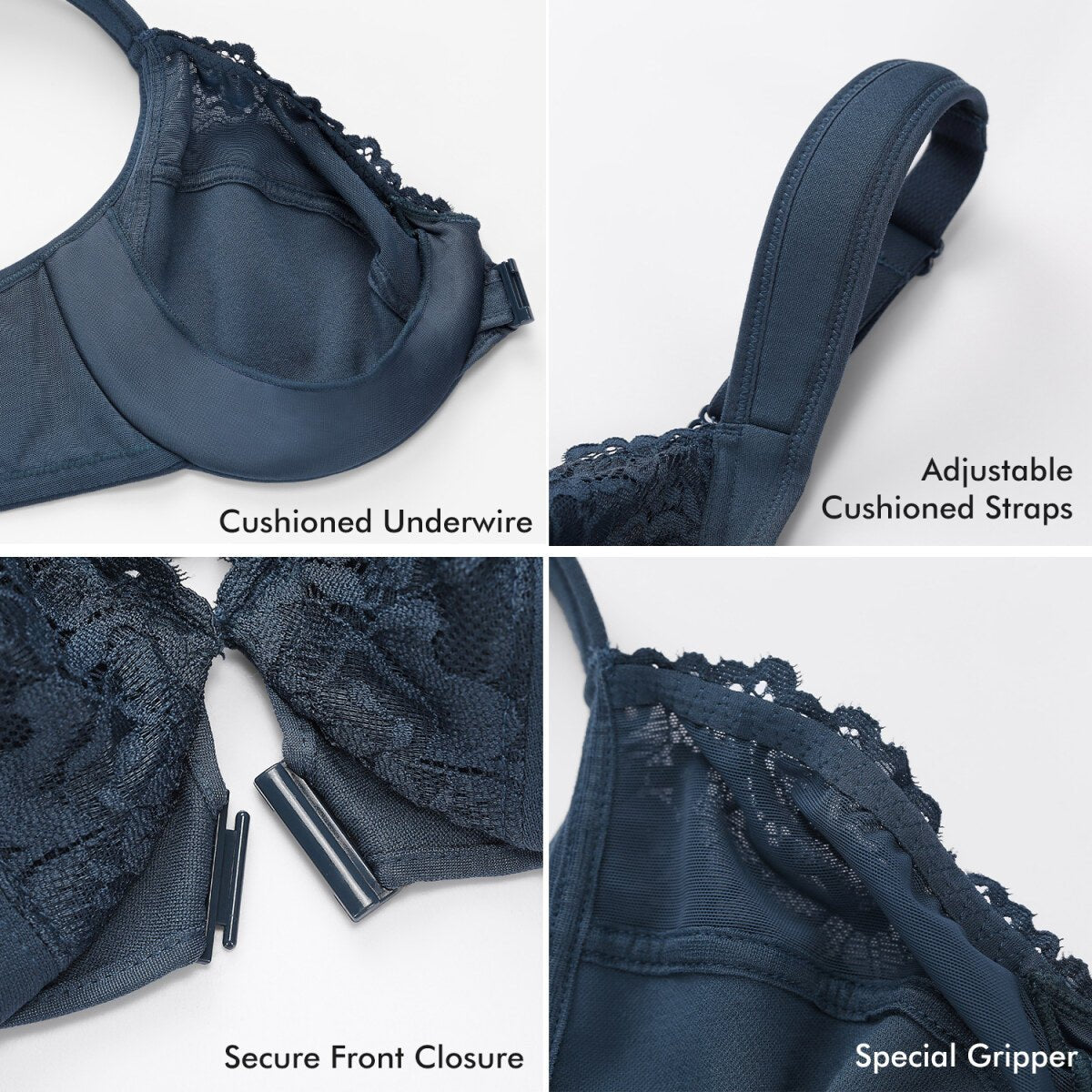 Plus Size Front Closure Lace Underwire Bra