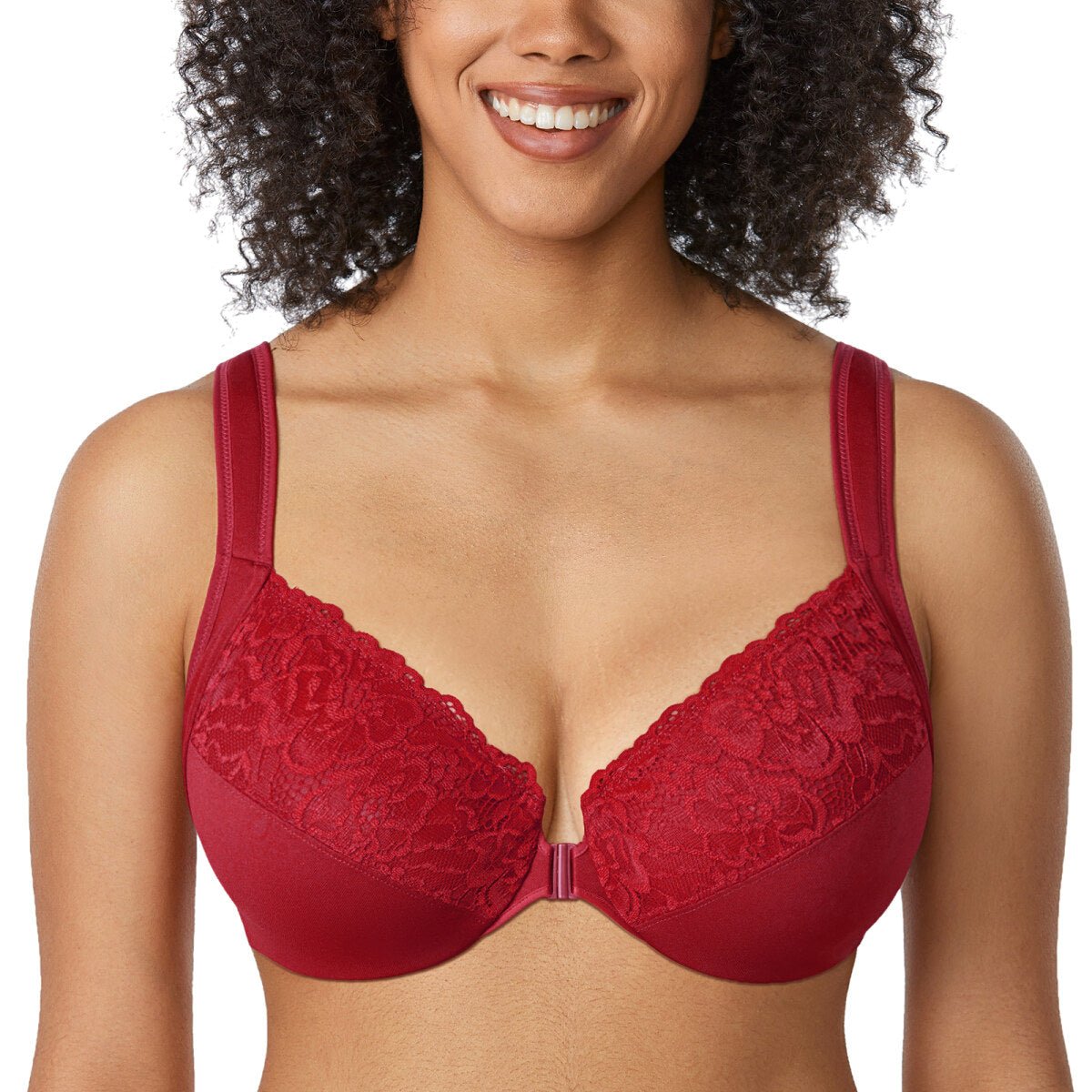 Plus Size Front Closure Lace Underwire Bra