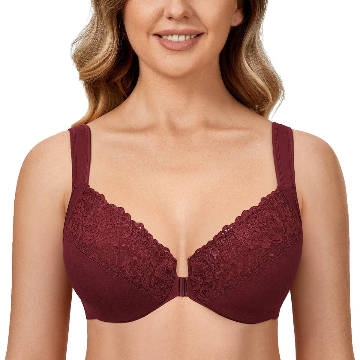 Plus Size Front Closure Lace Underwire Bra