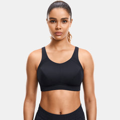 Plus Size High Support Full Coverage Padded Black Wireless Bra