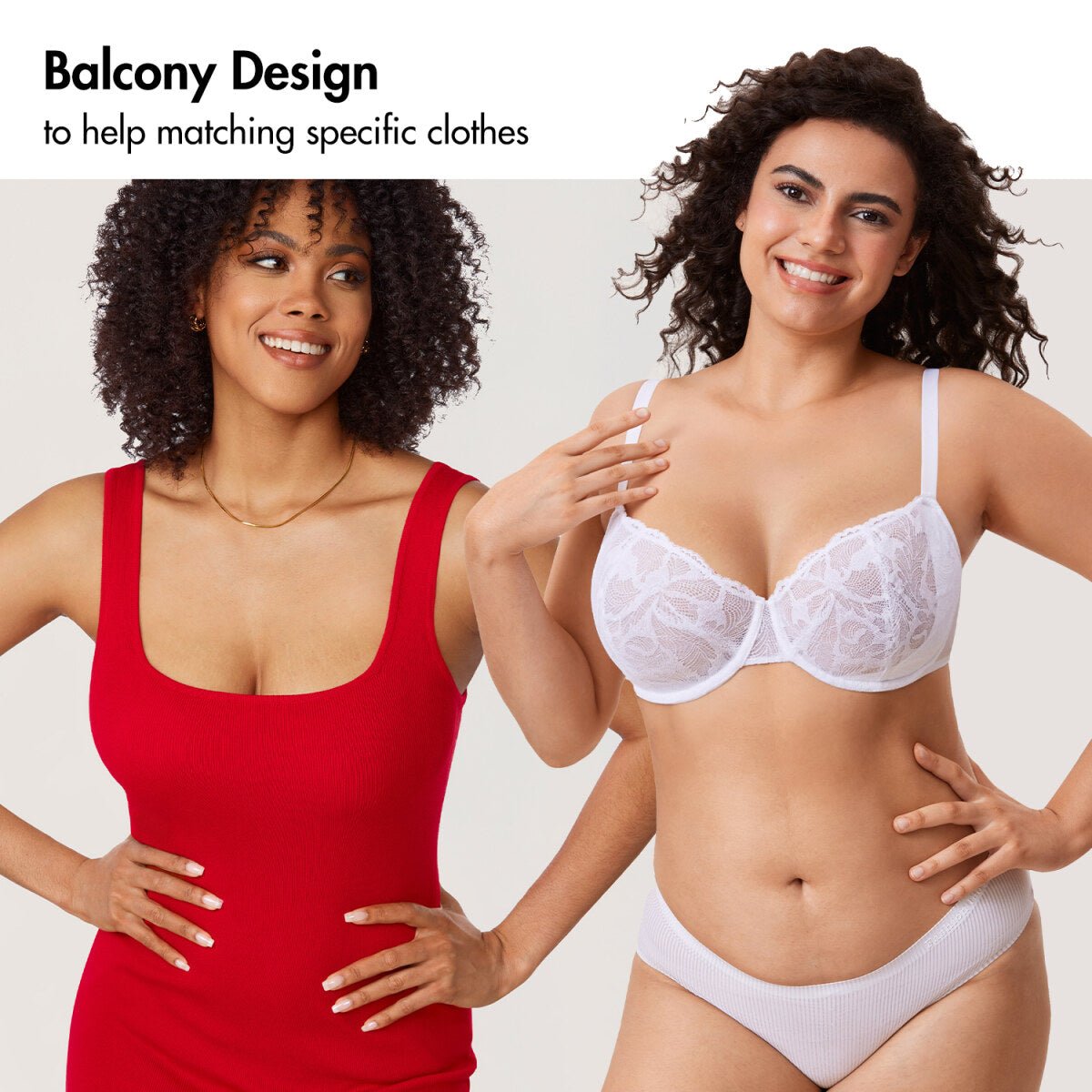 Plus Size Lace Balconette Underwire Bra
