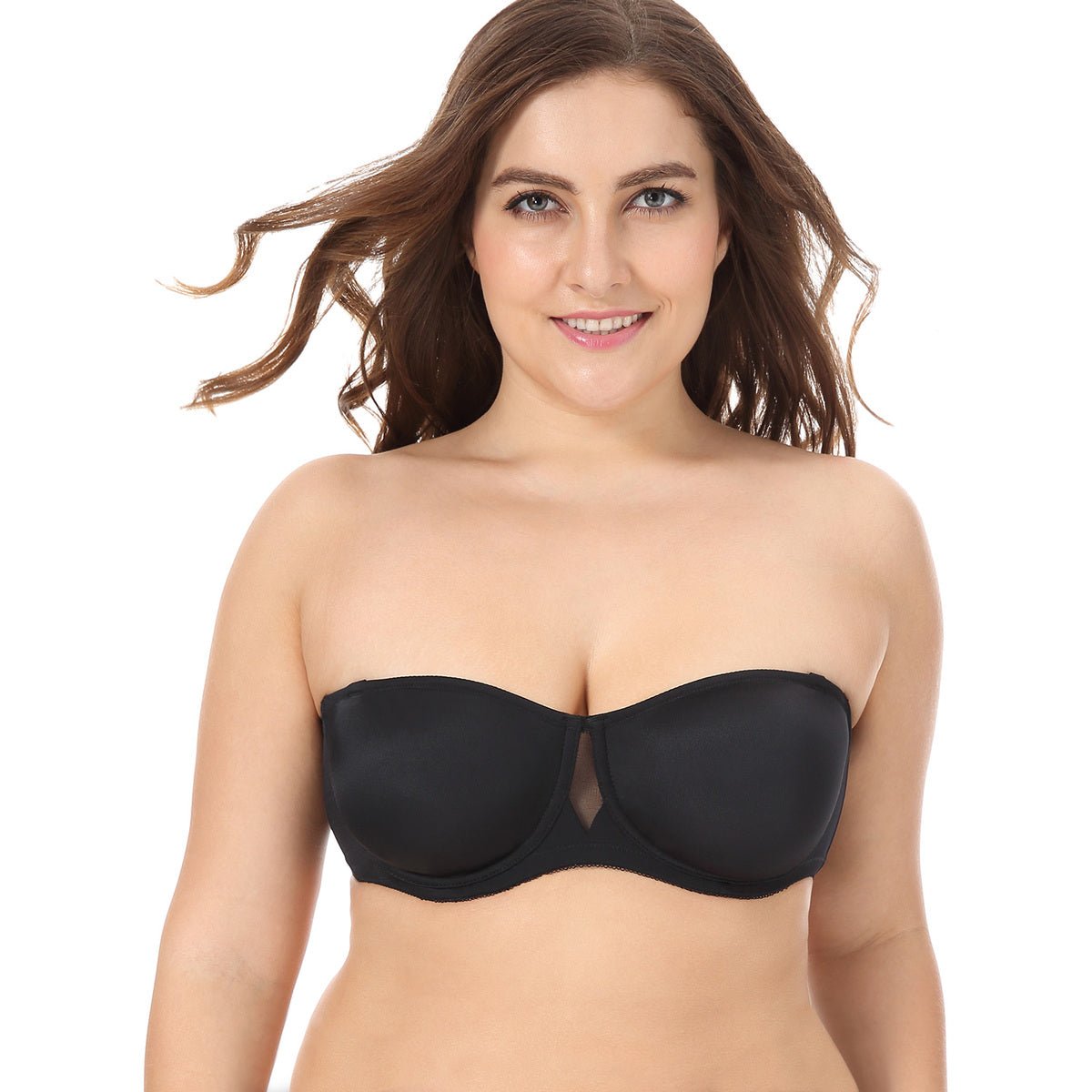 Plus Size Seamless Strapless Underwire Bra – Non - Padded Supportive Bandeau (Up to F Cup)