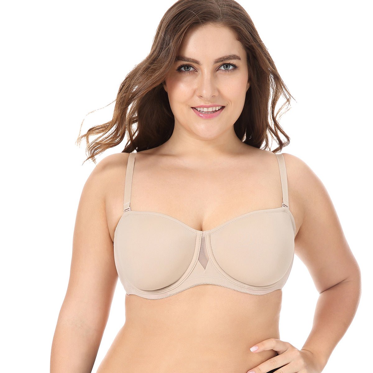 Plus Size Seamless Strapless Underwire Bra – Non - Padded Supportive Bandeau (Up to F Cup)