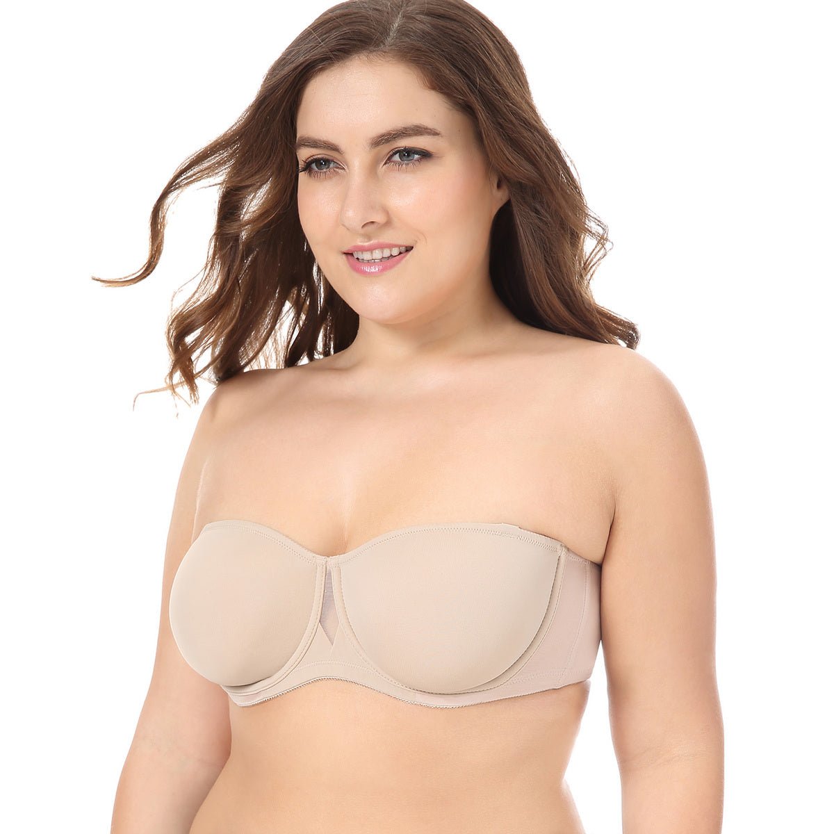 Plus Size Seamless Strapless Underwire Bra – Non - Padded Supportive Bandeau (Up to F Cup)