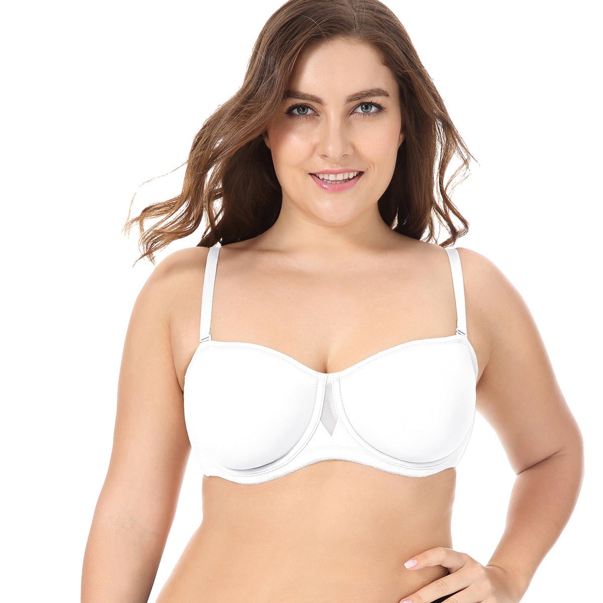 Plus Size Seamless Strapless Underwire Bra – Non - Padded Supportive Bandeau (Up to F Cup)