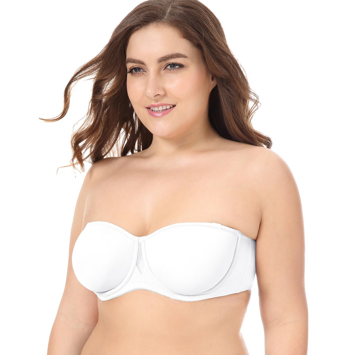 Plus Size Seamless Strapless Underwire Bra – Non - Padded Supportive Bandeau (Up to F Cup)