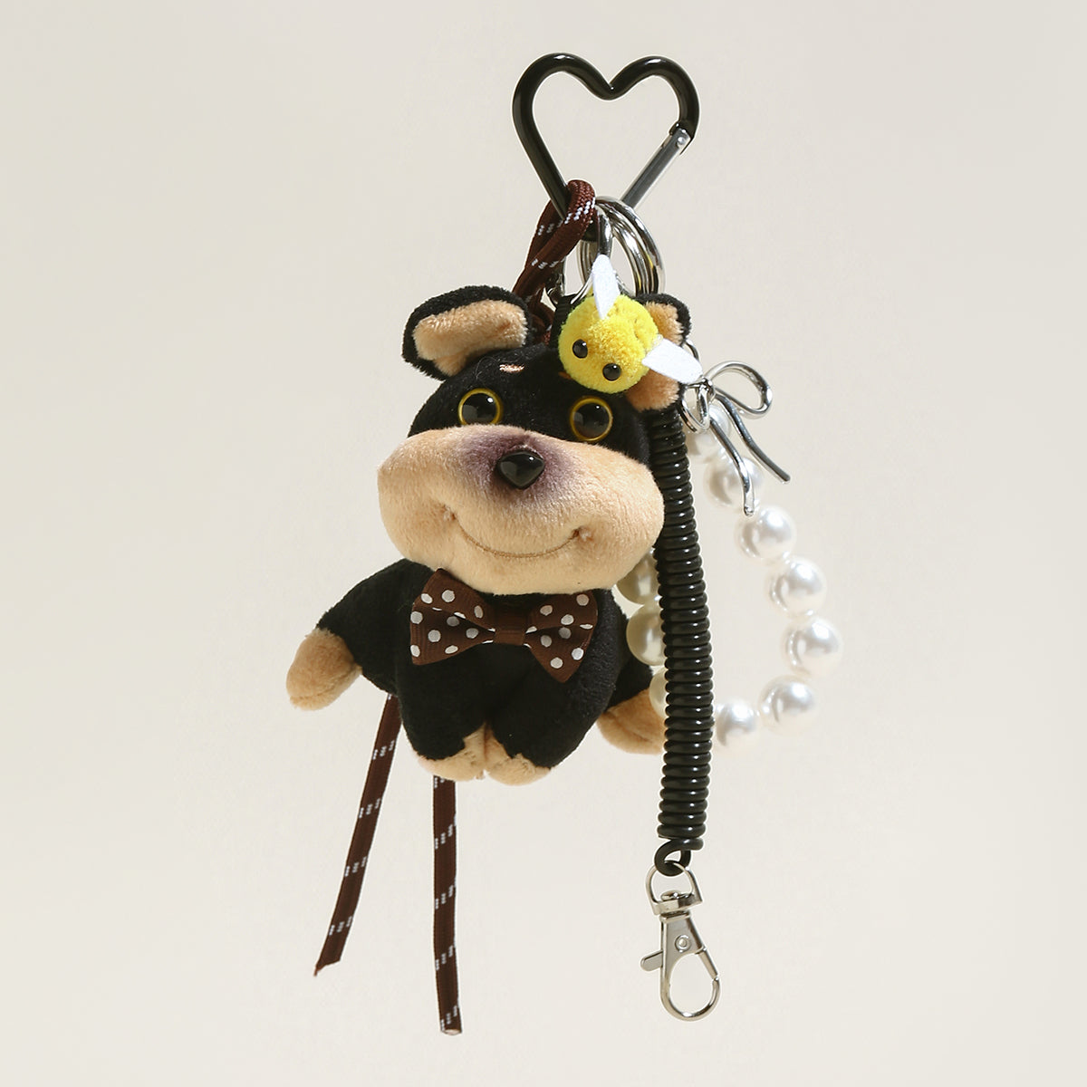 plushy dog bag charm black 1
