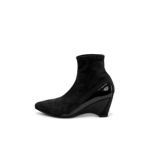 pointed suede ankle booties all black 1