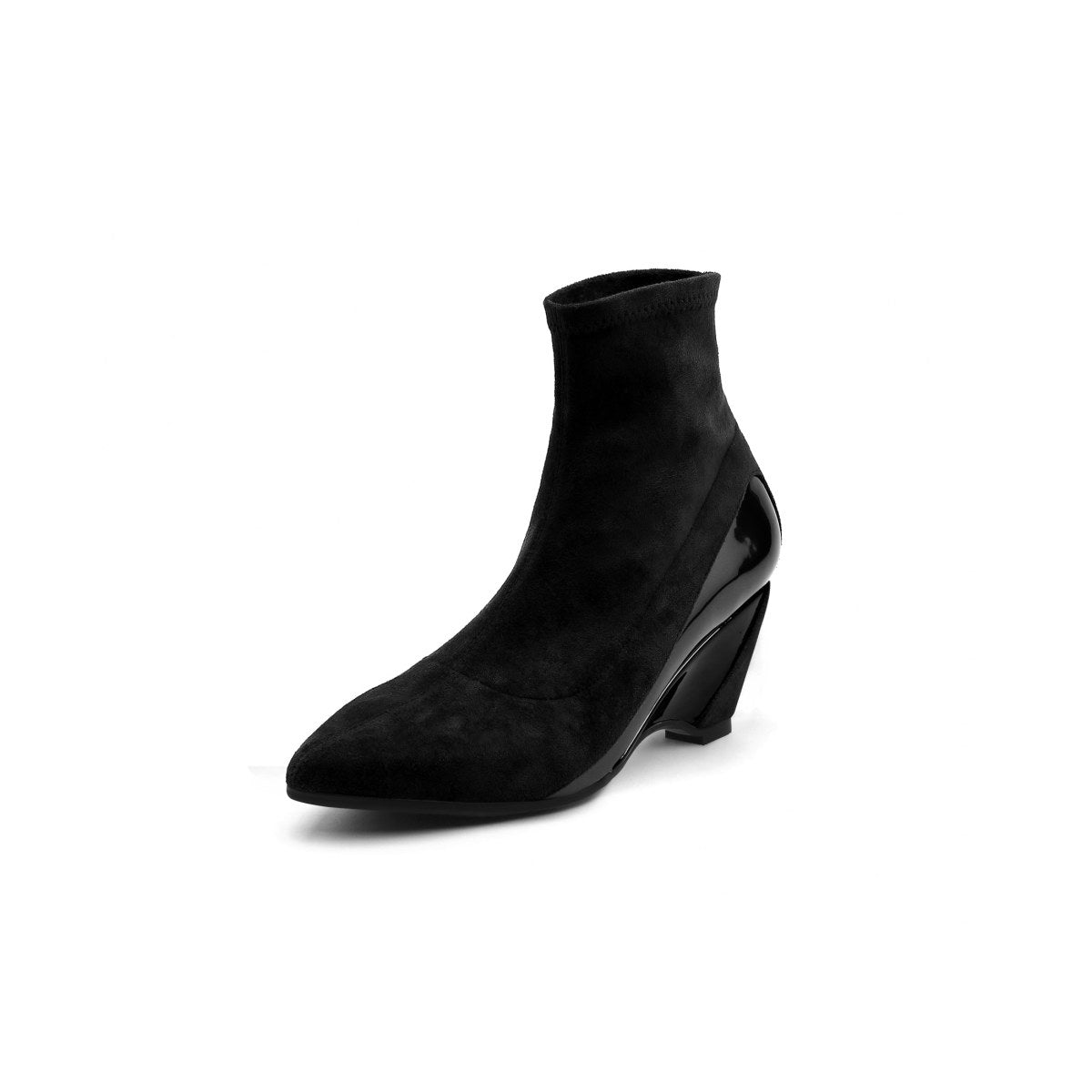 pointed suede ankle booties all black 2